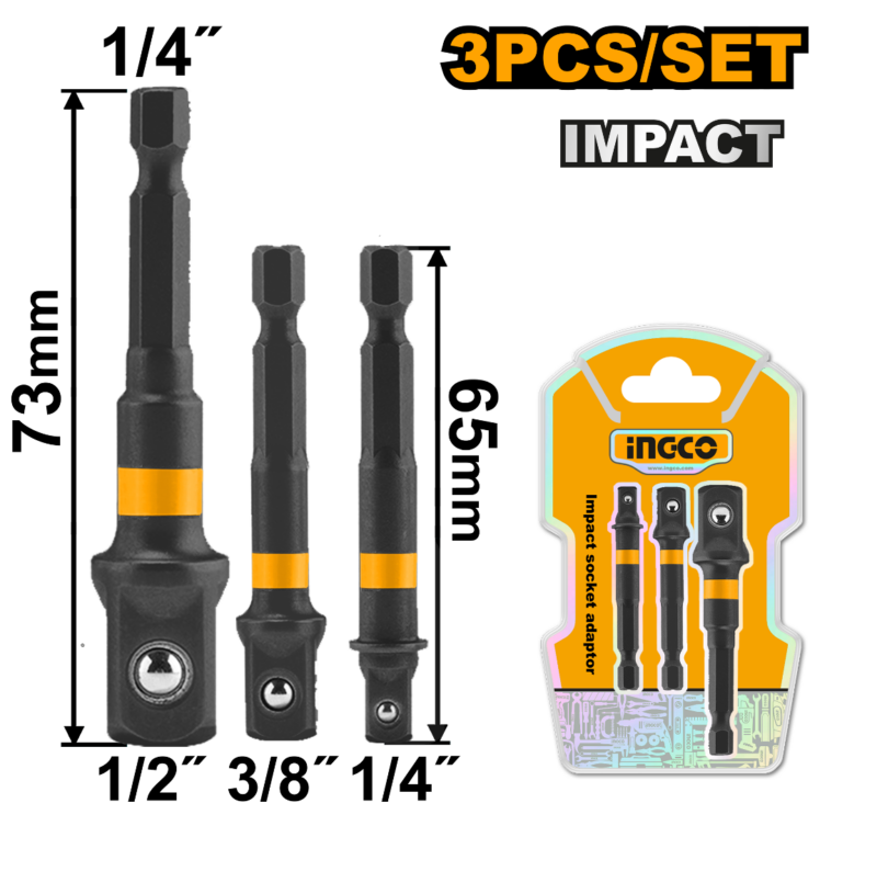 ADAPTADOR DADOS ENCASTRE 1/4 MAGNETICO 1/4", 3/8", 1/2" INGCO AMN365A01