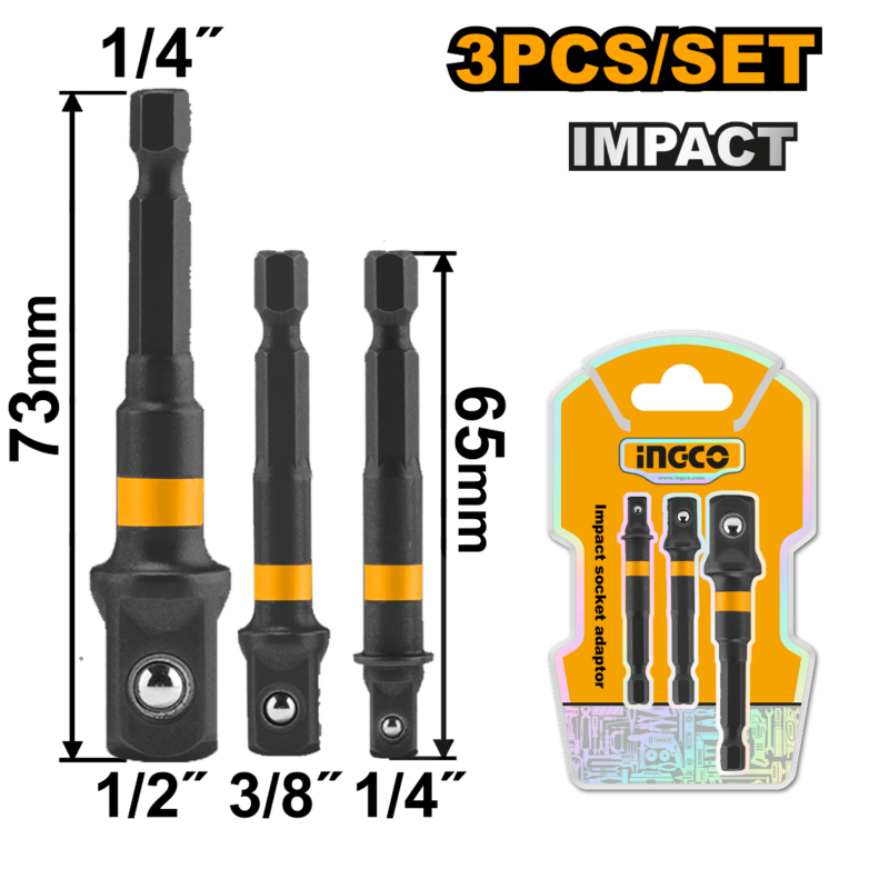 ADAPTADOR DADOS ENCASTRE 1/4 MAGNETICO 1/4", 3/8", 1/2" INGCO AMN365A01
