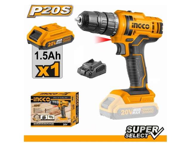 Atornillador INGCO 20V P20S (1 bat--+ Cargador) - (Caja Carton) CDLI20051 NG154