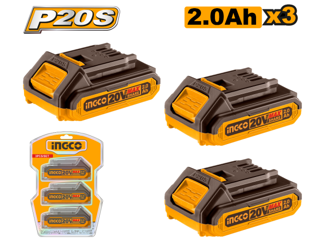 SET X 3 BATERIAS 2AH 20V COSLI240311 INGCO P20S NG958