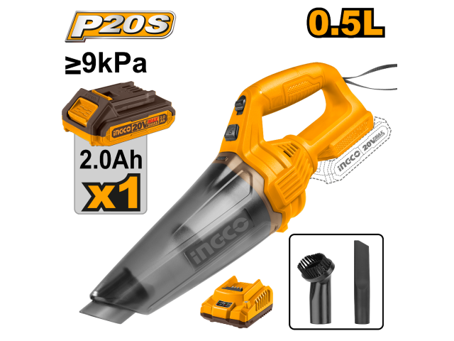 ASPIRADORA AUTO 20V P20S C BAT CARGADOR INGCO CVLI20126 NG881