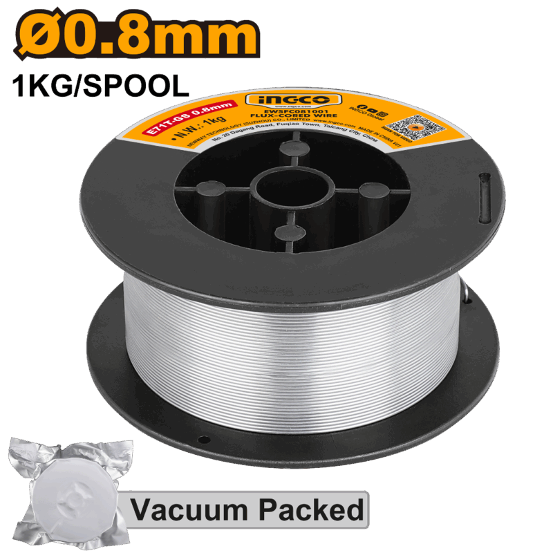 Alambre FLUX Para soldar sin gas 0,8mm 1 Kg INGCO EWSFC081001 NG921
