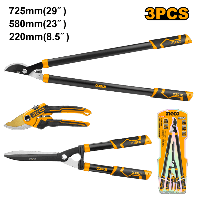 SET X 3 TIJERAS DE PODA CORTA CERCO JARDIN INGCO HLT76033