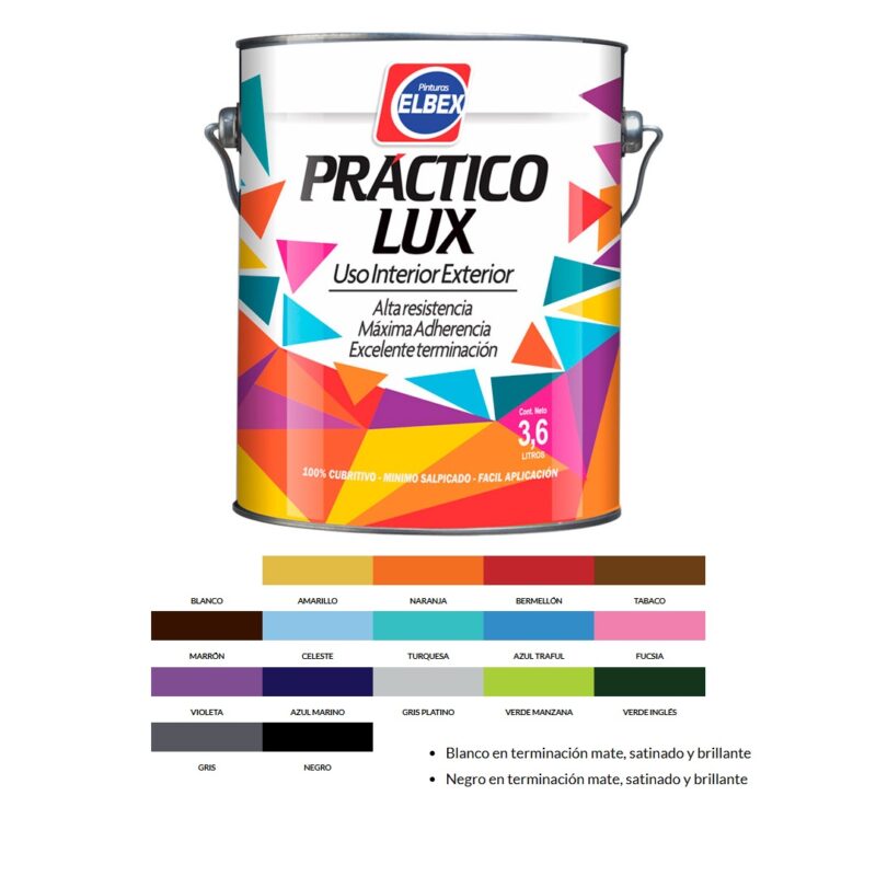 Esmalte Negro Mate 225 ml ** PRACTICO LUX ** 225NEM ELBEX