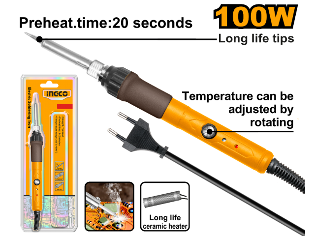SOLDADOR ESTAÑO 100W TEMP AJUSTABLE INGCO SI0110831 SUPER SELECT NG156