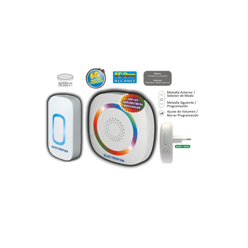 Timbre Inalambrico Electrofon JW-16 JW-28 RL-3895