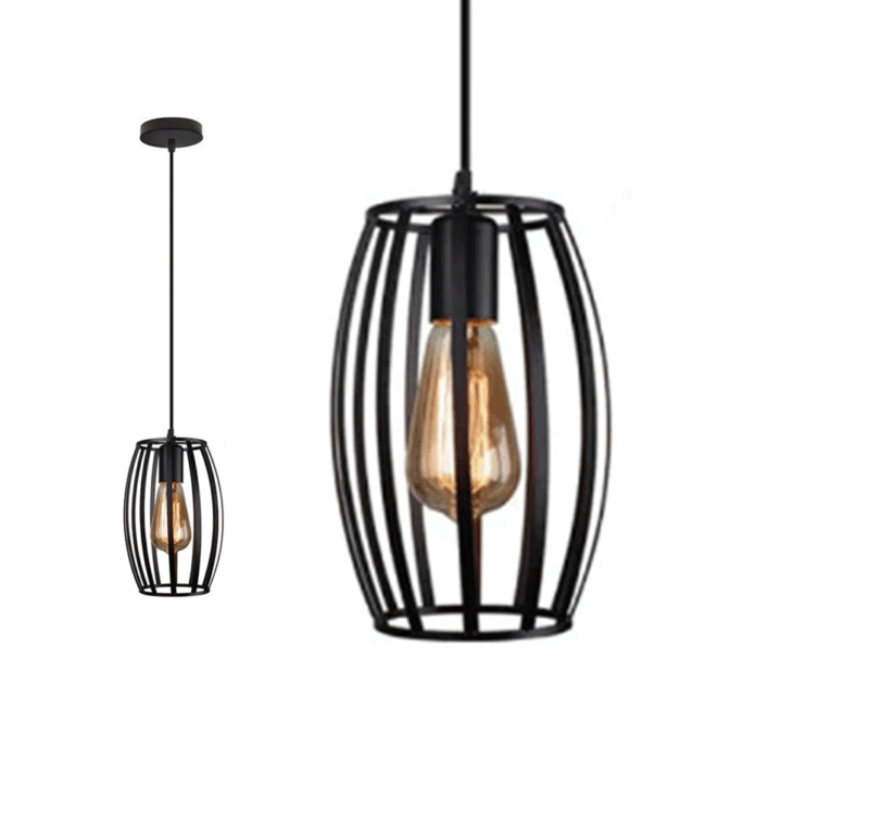 ARTEFACTO COLGANTE DECORATIVO BARRIL - NEGRO - LUX101