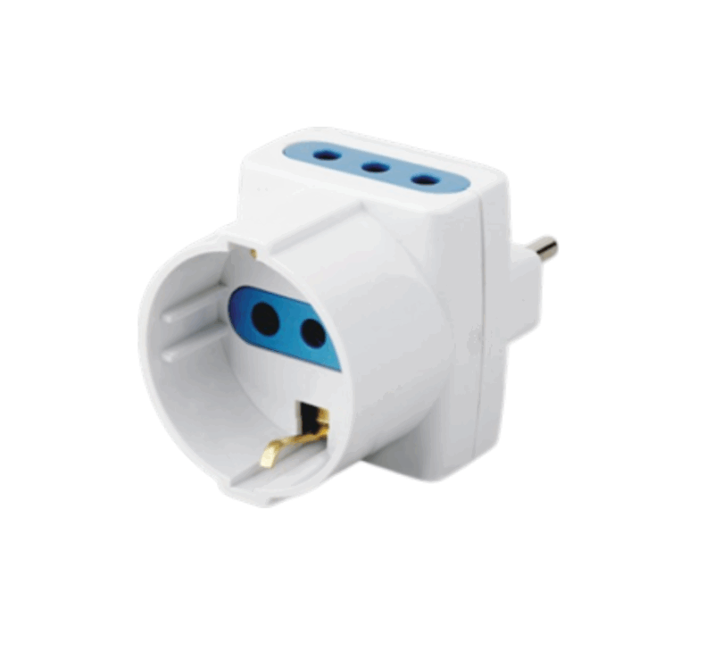 Ficha Adaptador Modular a 2 Modulares + 1 schuko 1043